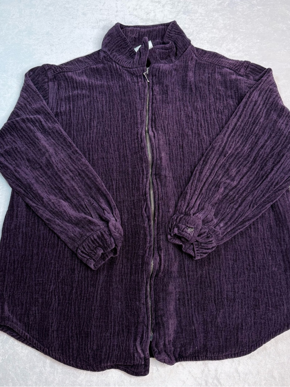 Chico's Deep Purple Teddy Zip-Front Jacket